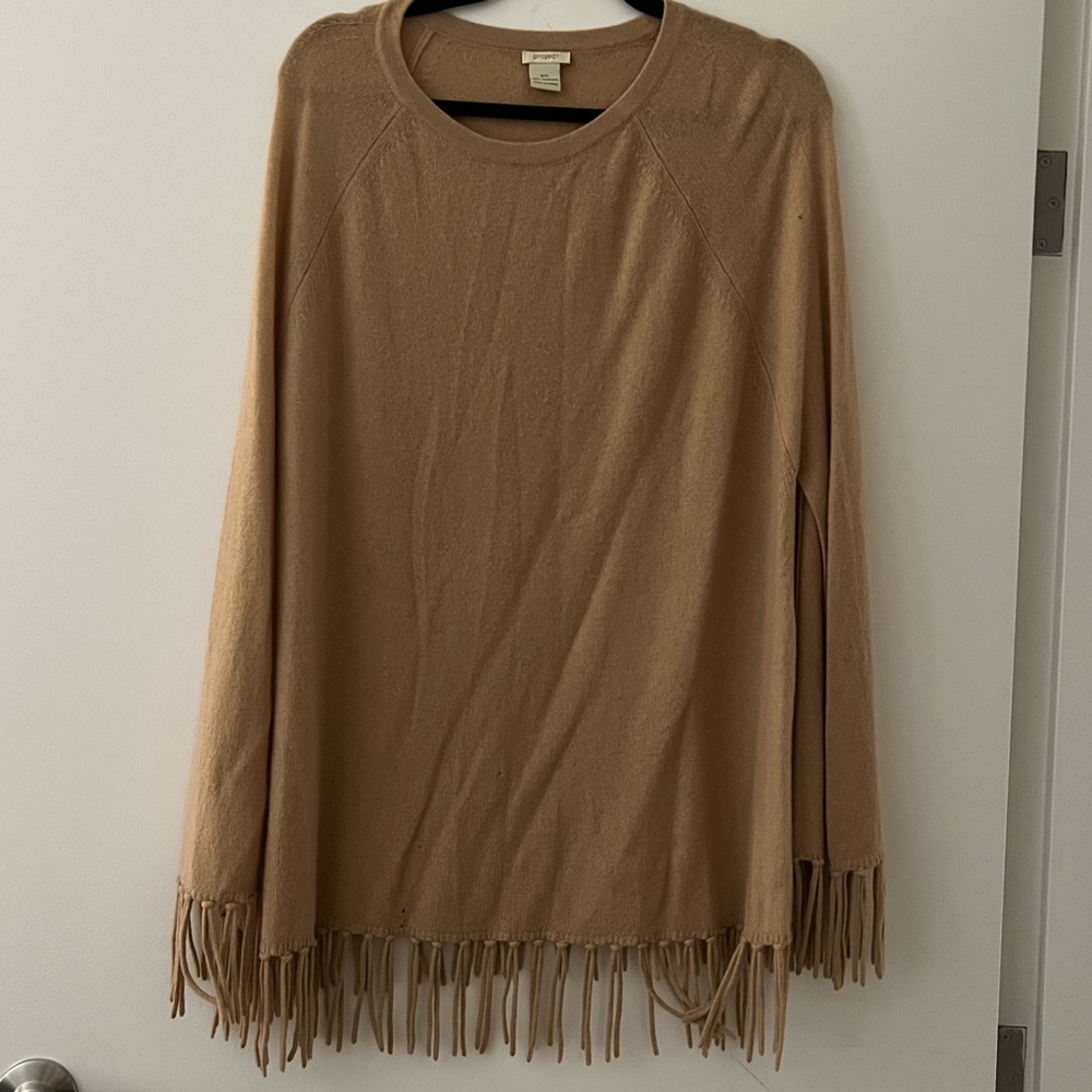 Cashmere fringe poncho